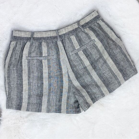 Ann Taylor Loft Striped Linen Blend Shorts Black Cream 4 - Picture 2 of 8